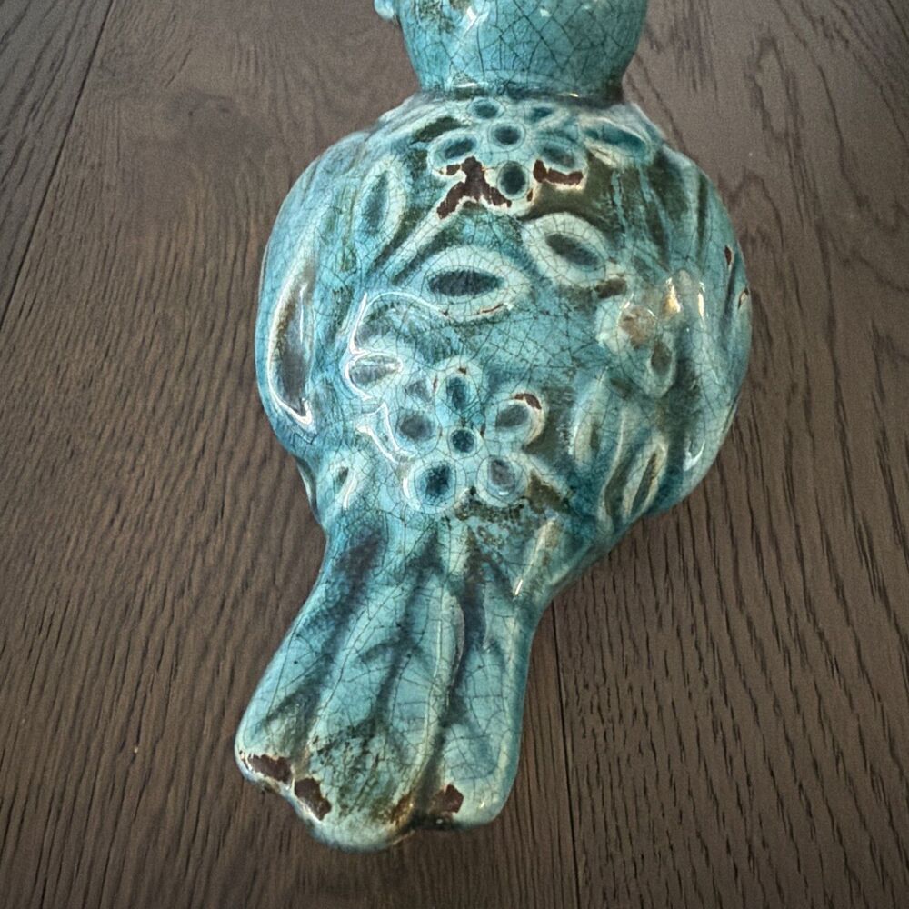 VTG Porcelain Bird Open Wings Floral Pattern, Natural Patina Home Decor  - Picture 3 of 8